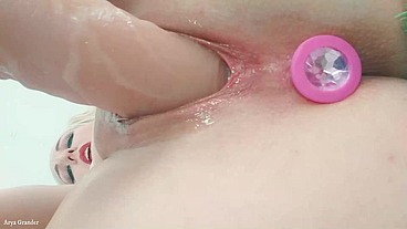 Pussy Dildo Fucking Solo Masturbation TitsFuck - horny MILF tight wet pierced pussy - Arya Grander