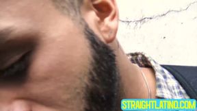 Bearded hottie Antonio showered on his face by my sticky load of cum