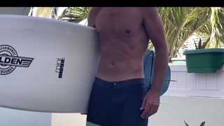 Surf’s up! Hot Dad Sexy Tall TJ shoots a huge load after surfing