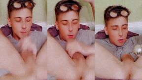 handsome man engages in autofellation gets double pleasure from self-sucking