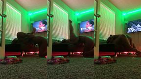 passionate kissing and tribbing on futon
