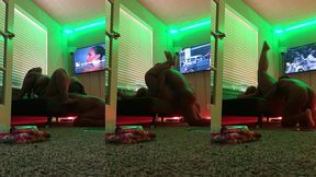 passionate kissing and tribbing on futon