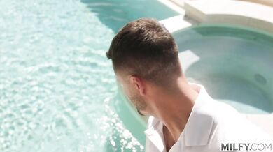 MILFY Horny Trophy Wife Piper Press Kicks Out Hubby For Pool Boy's Huge Cock