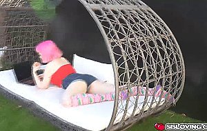 Stepsister getting her teen pussy fingered by her stepbrother