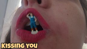 Giantess Girl Grabs Tiny Man and Covers Him in Wet Kisses – Lipstick Giantess Kissing Fantasy