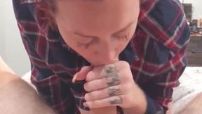 Mature big-boobed lola sucks and fucks in flannel