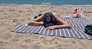 young woman gets fucked on the beach by a stranger fucking from behind