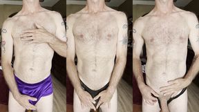 mature slut rubs his cock and nipples and masturbates a huge load of cum