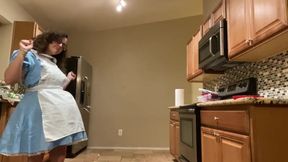 Pretend Pregnant Madeline Maid Clean and waddle