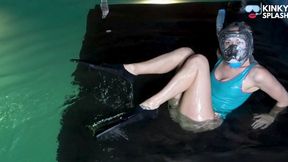 Night Swim in Latex Swimsuit & Full Face Mask - MOV