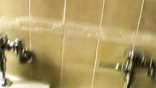 Young twink pissing before restroom masturbation