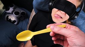 My turtleneck and face are all in cum and yogurt! NEW TASTE GAME