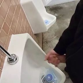 Real risky public solo show in busy vancouver park bathroom by johnholmesjunior with huge cum load