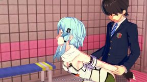 Sinon Sucks Cock & Gets Pussy Fucked Twice in Sword Art Online Hentai