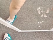 Dual Cock - jerking off in the mirror and came on my own reflection