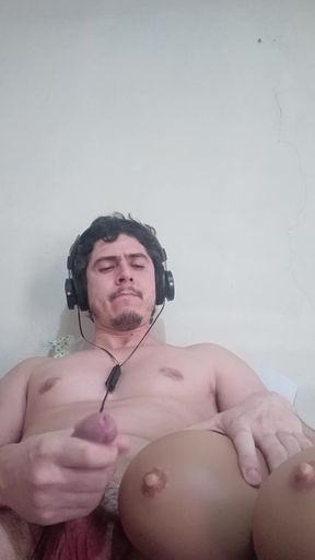 Handsome Embarrassed Man Comes in Thick Squirts on Big Tits