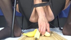 Banana in my big adult vagina close up