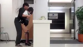 Oriental beauty seduces repairman into rough sex act