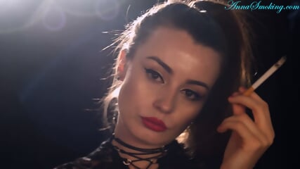 Anna Zapala In Black Lace Smoking