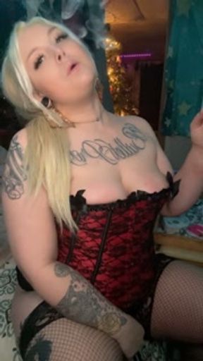 Sexy curvy blonde smoking