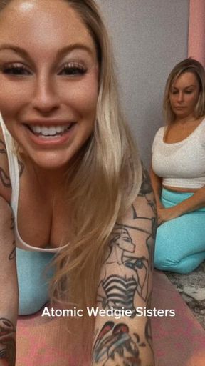 The Atomic Wedgie Sisters take fitness and fashion very seriously! The girls always make sure to wear their super stretchy thongs just in case they ge