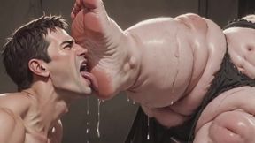 Giant SSBBW Dominates Slave with Foot Licking - Big Feet Worship