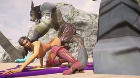 sex with a werewolf at the beach - warcraft porn parody