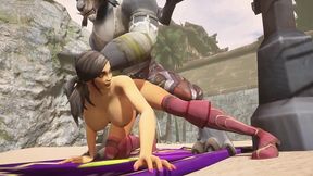 sex with a werewolf at the beach - warcraft porn parody