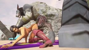 sex with a werewolf at the beach - warcraft porn parody