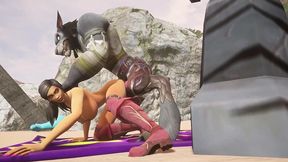 sex with a werewolf at the beach - warcraft porn parody