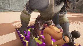 sex with a werewolf at the beach - warcraft porn parody