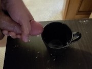 Filling a cup with cum part 2