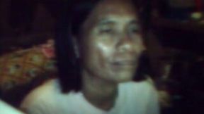 Ugly skinny Filipina mom shows her flabby boobs for the webcam