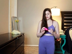 Petite small tit babe with perfect pussy masturbates