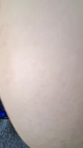 Creampied pale shaved pussy gets a dripping butt plug treatment by her friends