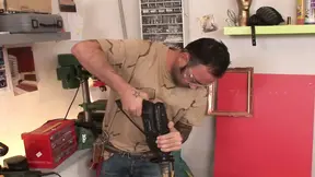 Big boobed French MILF takes a plumber's cock in her tight ass.