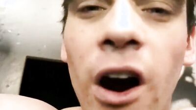 Attractive jock tied up and restrained to have his fat dick sucked