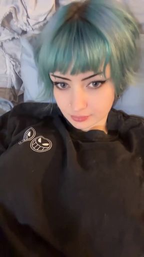 Goth babe shows off her big boobs and ass