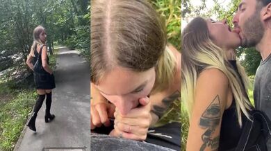 Barely legal blonde hottie fucked rough in open field public flashing