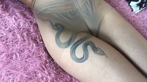 hot bitch in pantyhose masturbates sweetly