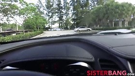 Hot and highly insane stepsis gets fucked like a bitch in a car