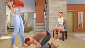 PUNISHED BY HIS SISTERS — His Step-Sisters Make Him Lick and Kiss Their Feet to Apologize