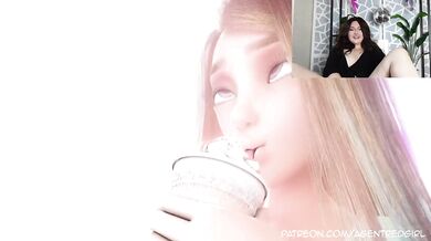 BBW masturbates raw against my hard on while reacting to porn
