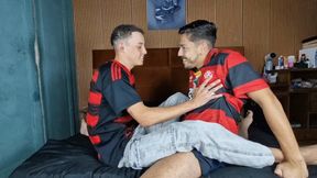 Two soccer players kissing passionately - BY CARLOS HERNANDES AND GABRIEL LEON - CLIP 1