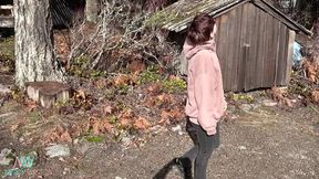 Hot girlfriend action in secluded cabin and wild terrain