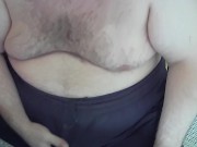 Bear body in sweat pants cock out getting hard teasing then a final supprise underwear