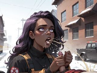 The Almost all worthwhile Ebony Fucky-fucky on a Snowy Street! the Purple-haired Queen's Joy in Ebony XXX.