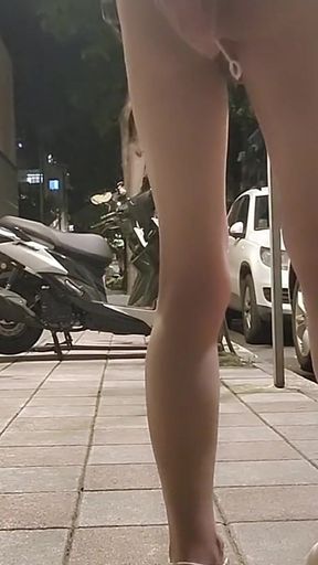 Masturbating with Vibrator Outdoors and Cums on Panties.