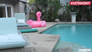 ScamAngels - Bailey Brooke and Kiara Cole Petite American Teens Ride a Huge Cock by the Pool