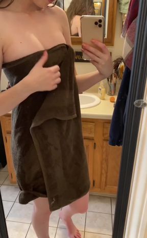 Adorable solo babe plays with her cute boobs